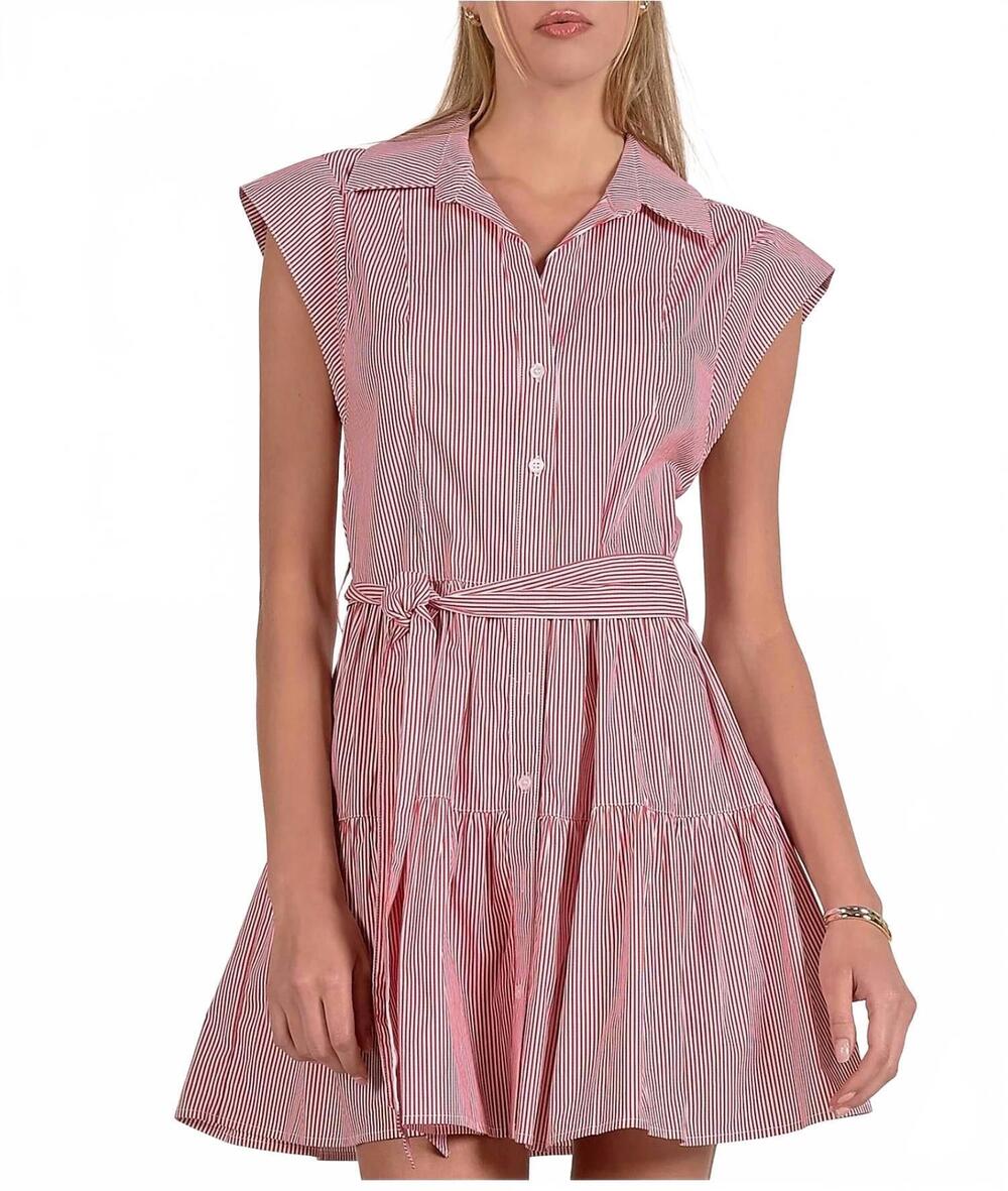 NEW ELAN rosie striped dress in red